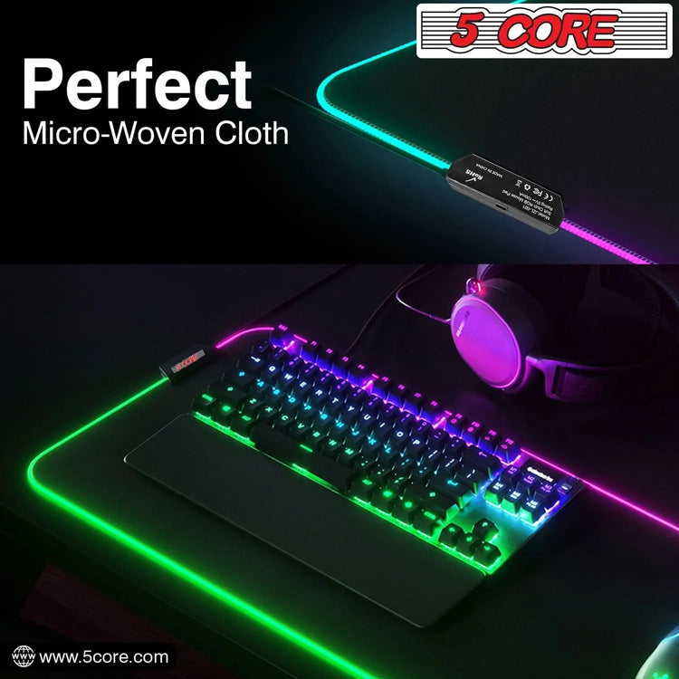 5Core Gaming Mouse Pad RGB 12 Light Modes 2 Zone Desk Mouse Mat w Rubber Base - HONORABLE VETERANS SOLUTIONS