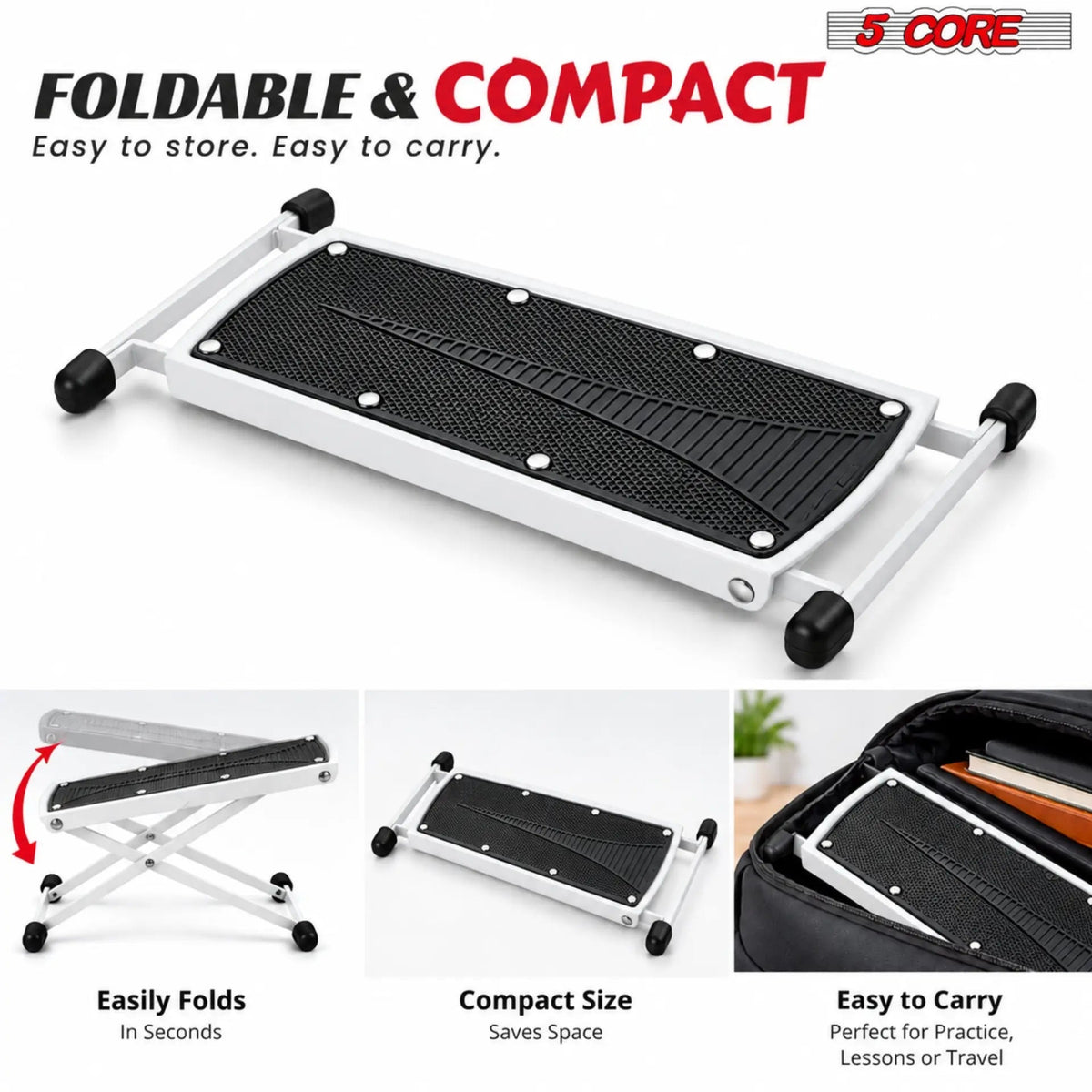 5Core Guitar Foot Stool Height Adjustable Folding Leg Rest Classical Footrest - HONORABLE VETERANS SOLUTIONS