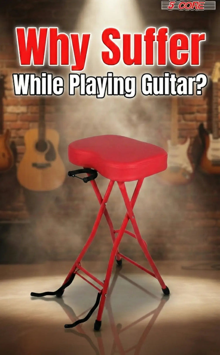 5Core Guitar Stool 3.15" Padded Chair Foldable Heavy Duty Music Seat Built in Foot Rest Guitar Stand - HONORABLE VETERANS SOLUTIONS
