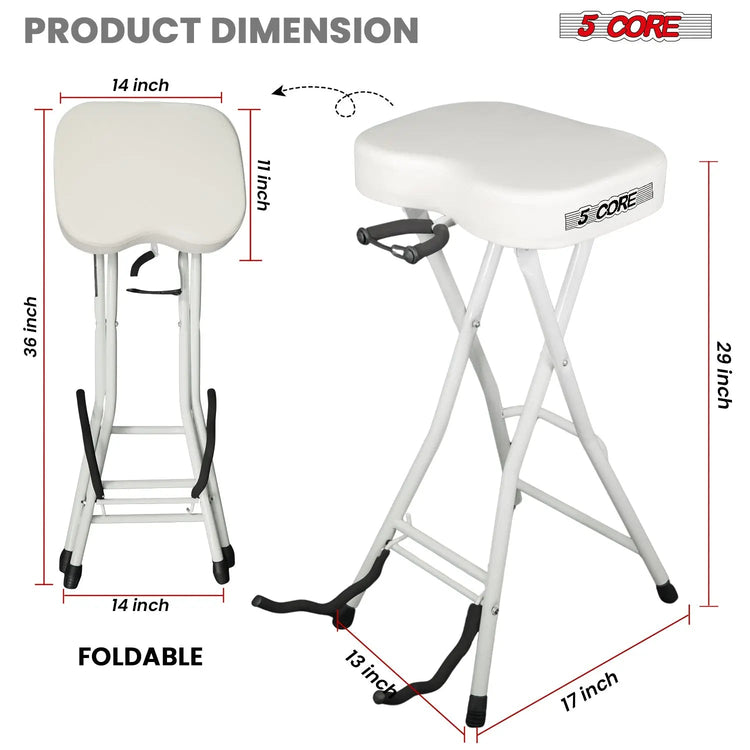 5Core Guitar Stool 3.15" Padded Chair Foldable Heavy Duty Music Seat Built in Foot Rest Guitar Stand - HONORABLE VETERANS SOLUTIONS