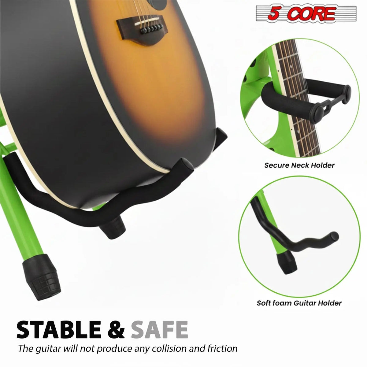 5Core Guitar Stool 3.15" Padded Chair Foldable Heavy Duty Music Seat Built in Foot Rest Guitar Stand - HONORABLE VETERANS SOLUTIONS