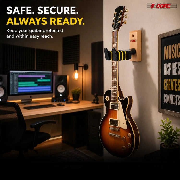 5Core Guitar Wall Mount Hanger Adjustable Display Wall Hook Holder Hard Wood Base - HONORABLE VETERANS SOLUTIONS