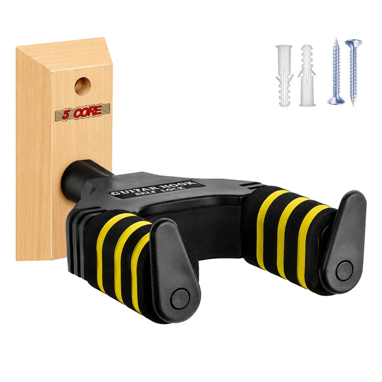 5Core Guitar Wall Mount Hanger Adjustable Display Wall Hook Holder Hard Wood Base - HONORABLE VETERANS SOLUTIONS