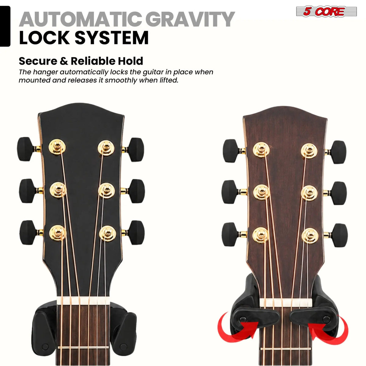 5Core Guitar Wall Mount Hanger Adjustable Display Wall Hook Holder Hard Wood Base - HONORABLE VETERANS SOLUTIONS