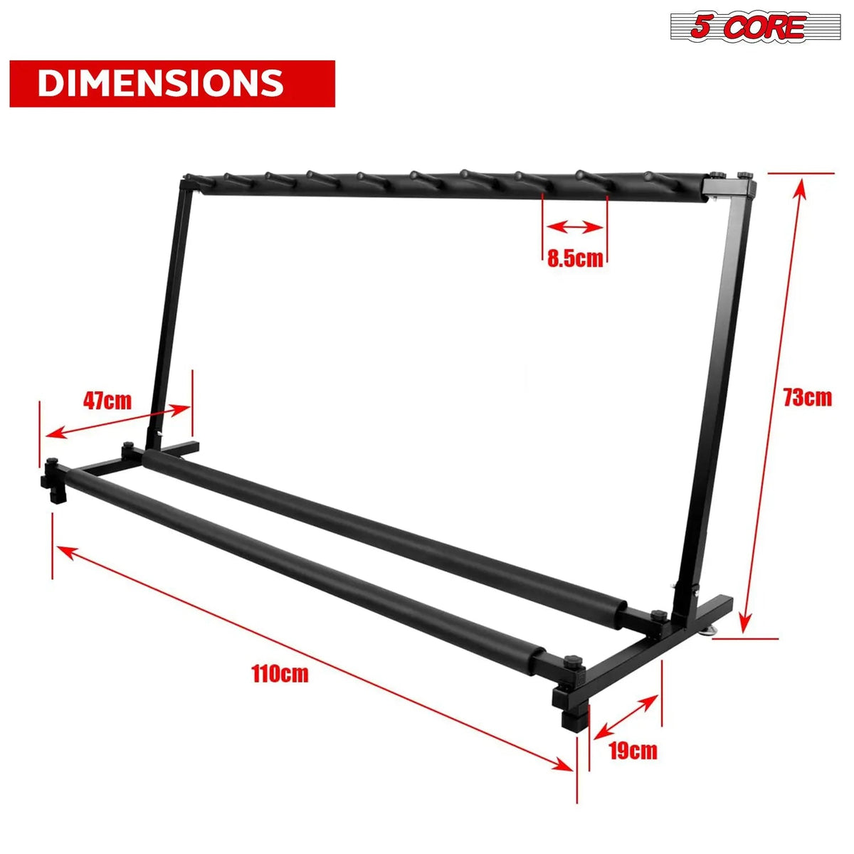 5Core Multi Guitar Rack Stand Floor 9 Slot Adjustable Flying V Guitars Holder - HONORABLE VETERANS SOLUTIONS