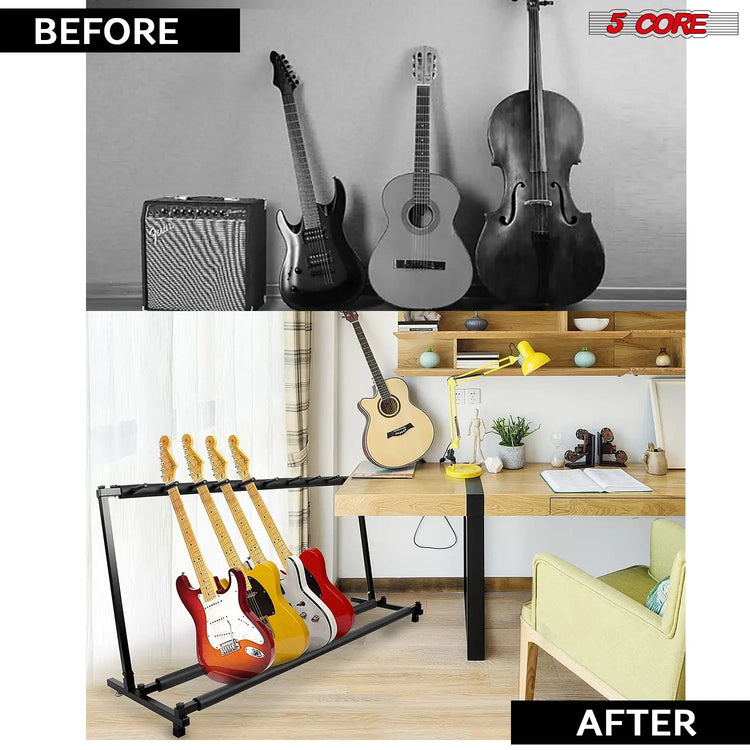 5Core Multi Guitar Rack Stand Floor 9 Slot Adjustable Flying V Guitars Holder - HONORABLE VETERANS SOLUTIONS
