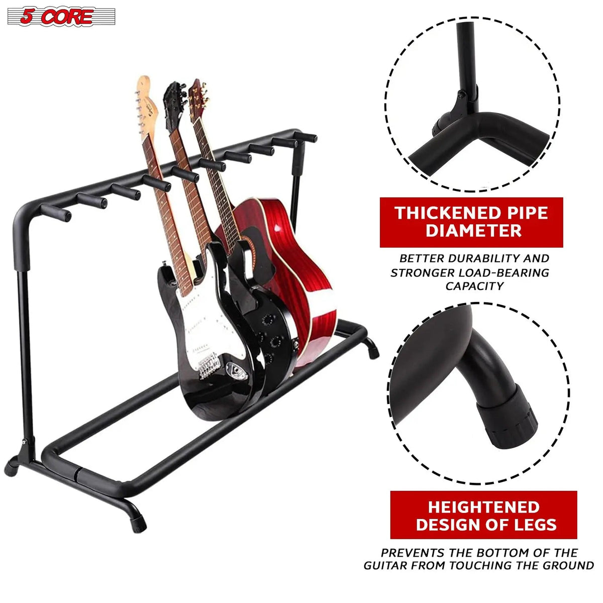 5Core Multi Guitar Rack Stand Floor 9 Slot Adjustable Flying V Guitars Holder - HONORABLE VETERANS SOLUTIONS