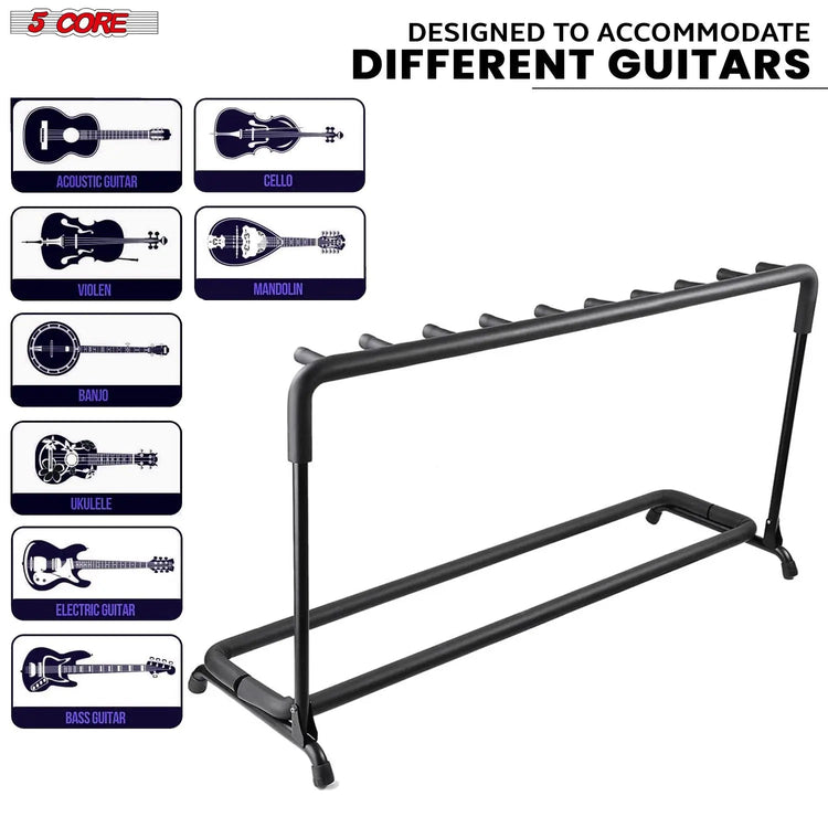 5Core Multi Guitar Rack Stand Floor 9 Slot Adjustable Flying V Guitars Holder - HONORABLE VETERANS SOLUTIONS