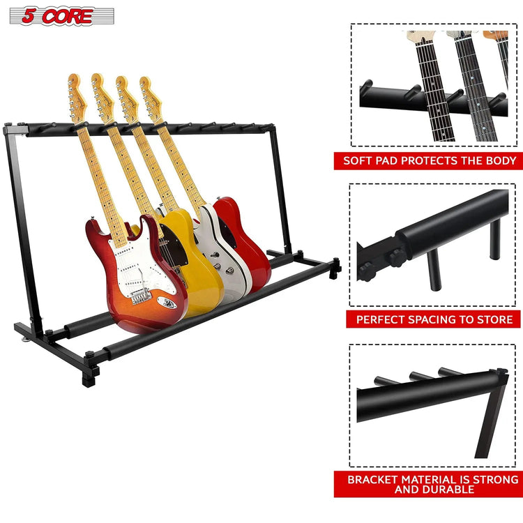 5Core Multi Guitar Rack Stand Floor 9 Slot Adjustable Flying V Guitars Holder - HONORABLE VETERANS SOLUTIONS