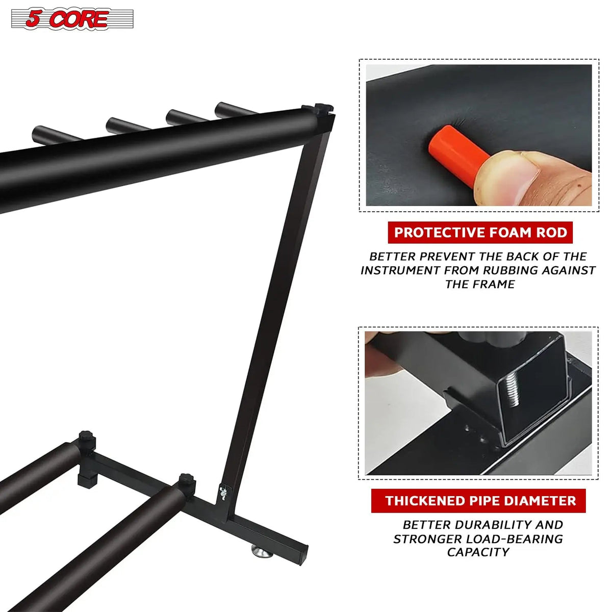 5Core Multi Guitar Rack Stand Floor 9 Slot Adjustable Flying V Guitars Holder - HONORABLE VETERANS SOLUTIONS