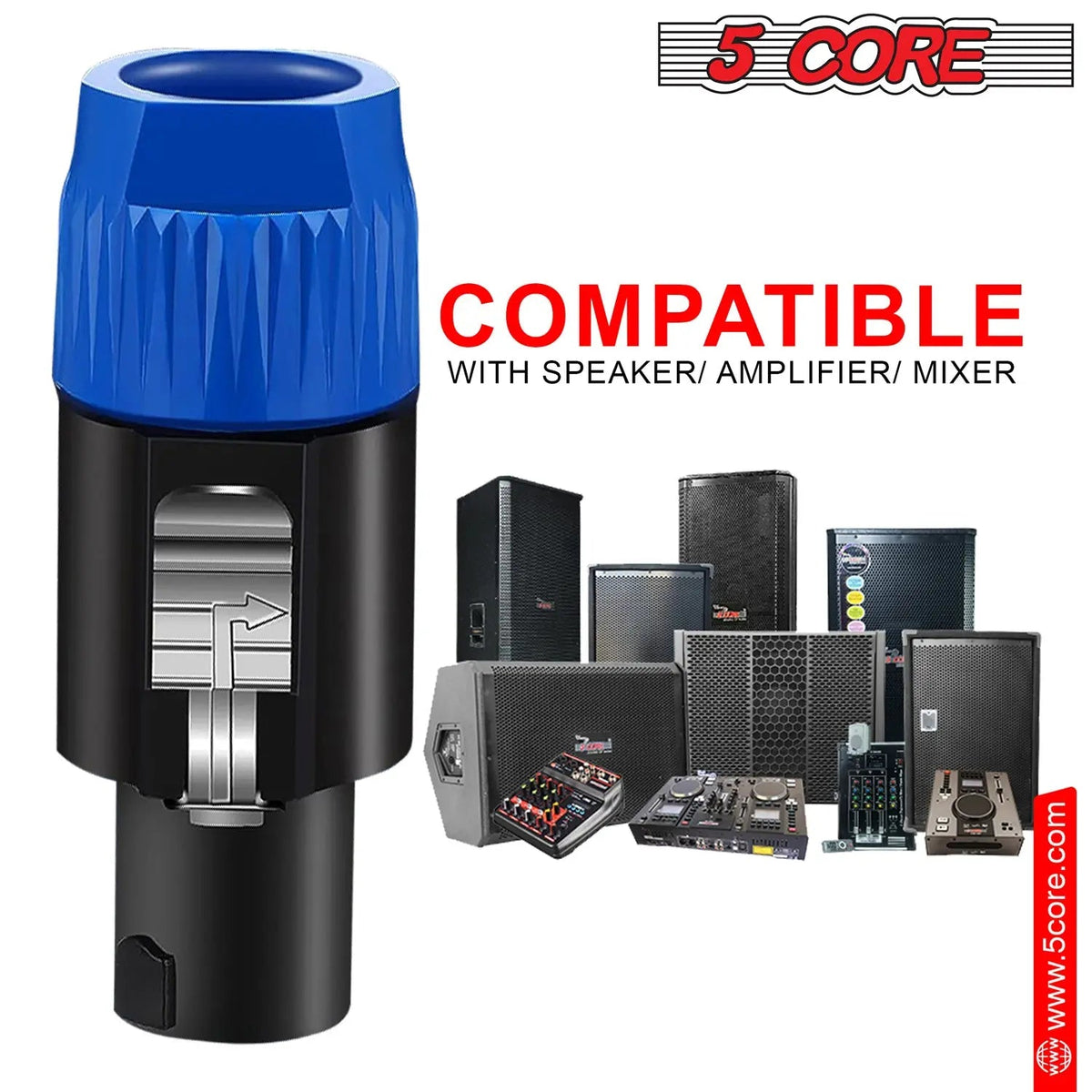 5Core Speakon Adapter High Quality Audio Jack Male Audio Pin Speaker Adapter Connector - HONORABLE VETERANS SOLUTIONS