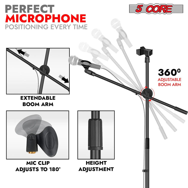 5Core Tripod Mic Stand Adjustable Heavy Duty Floor Holder Microphone Boom Arm - HONORABLE VETERANS SOLUTIONS