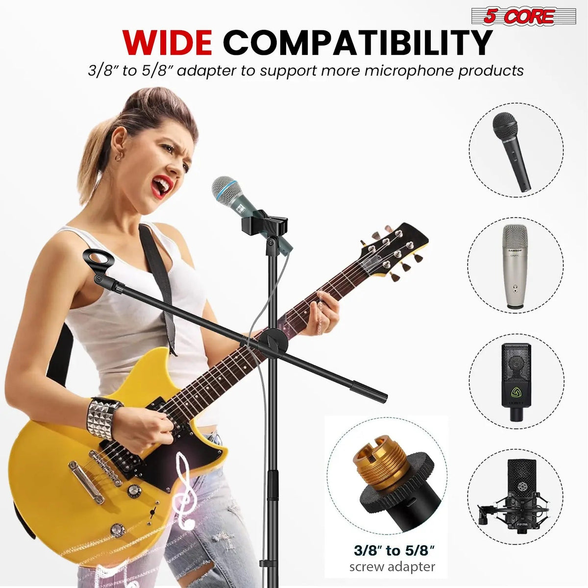 5Core Tripod Mic Stand Adjustable Heavy Duty Floor Holder Microphone Boom Arm - HONORABLE VETERANS SOLUTIONS