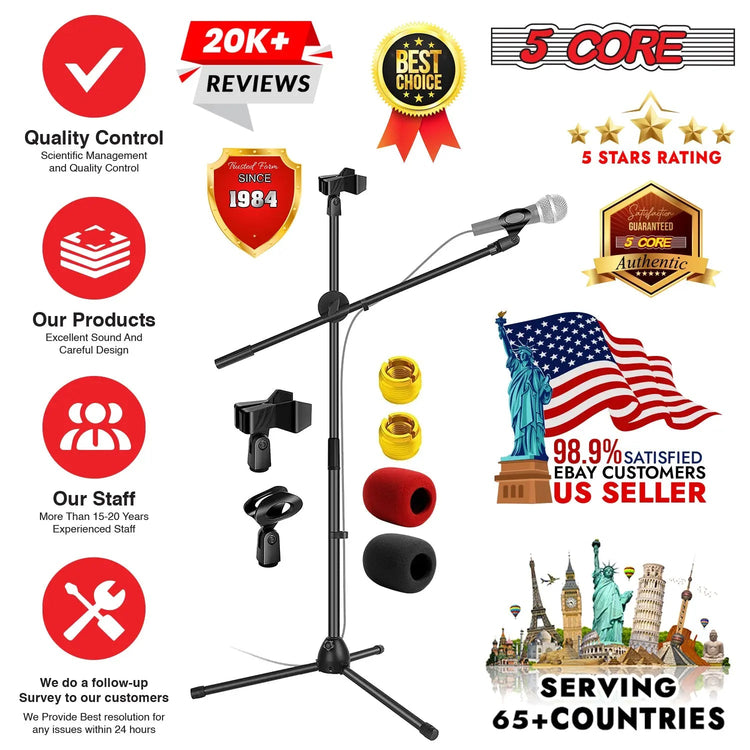 5Core Tripod Mic Stand Adjustable Heavy Duty Floor Holder Microphone Boom Arm - HONORABLE VETERANS SOLUTIONS