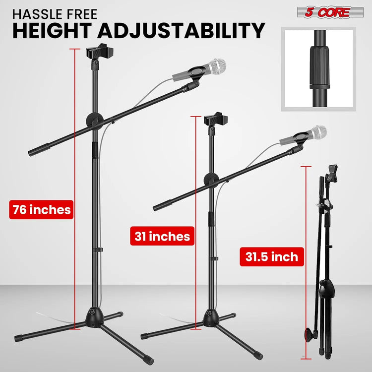 5Core Tripod Mic Stand Adjustable Heavy Duty Floor Holder Microphone Boom Arm - HONORABLE VETERANS SOLUTIONS