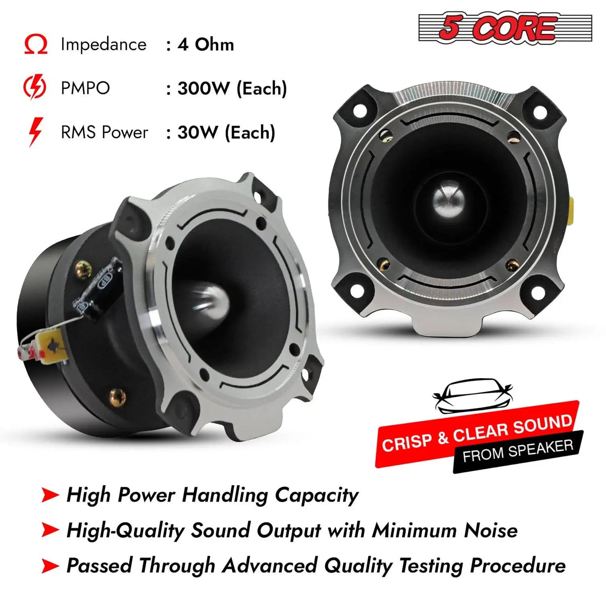 5Core Tweeters Speakers Car Audio Pair 600W Peak 3.5 Inch Super Bullet Tuiters Para Sonido Para Carro - HONORABLE VETERANS SOLUTIONS