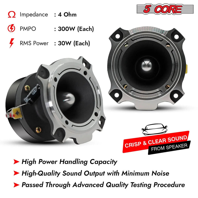 5Core Tweeters Speakers Car Audio Pair 600W Peak 3.5 Inch Super Bullet Tuiters Para Sonido Para Carro - HONORABLE VETERANS SOLUTIONS