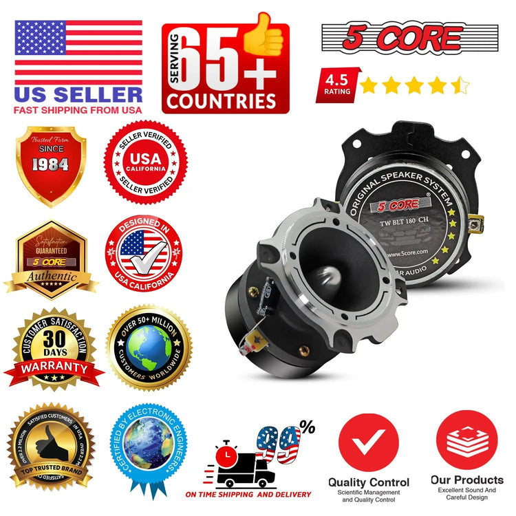 5Core Tweeters Speakers Car Audio Pair 600W Peak 3.5 Inch Super Bullet Tuiters Para Sonido Para Carro - HONORABLE VETERANS SOLUTIONS
