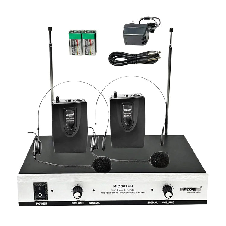 5Core Wireless Microphones w 2 Headset Portable Mini Microfono Inalambricos + Receiver 165ft Range - HONORABLE VETERANS SOLUTIONS