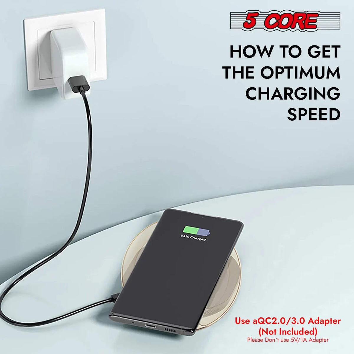 5Core Wireless Phone Charging Pad 15W Qi-Certified Fast Charger Mat Cargador - HONORABLE VETERANS SOLUTIONS