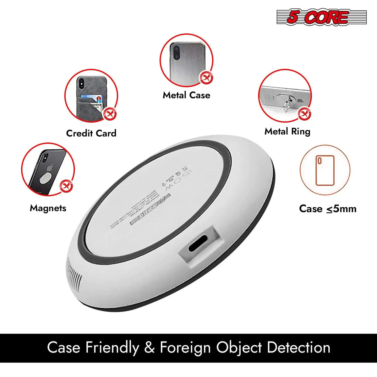 5Core Wireless Phone Charging Pad 15W Qi-Certified Fast Charger Mat Cargador - HONORABLE VETERANS SOLUTIONS