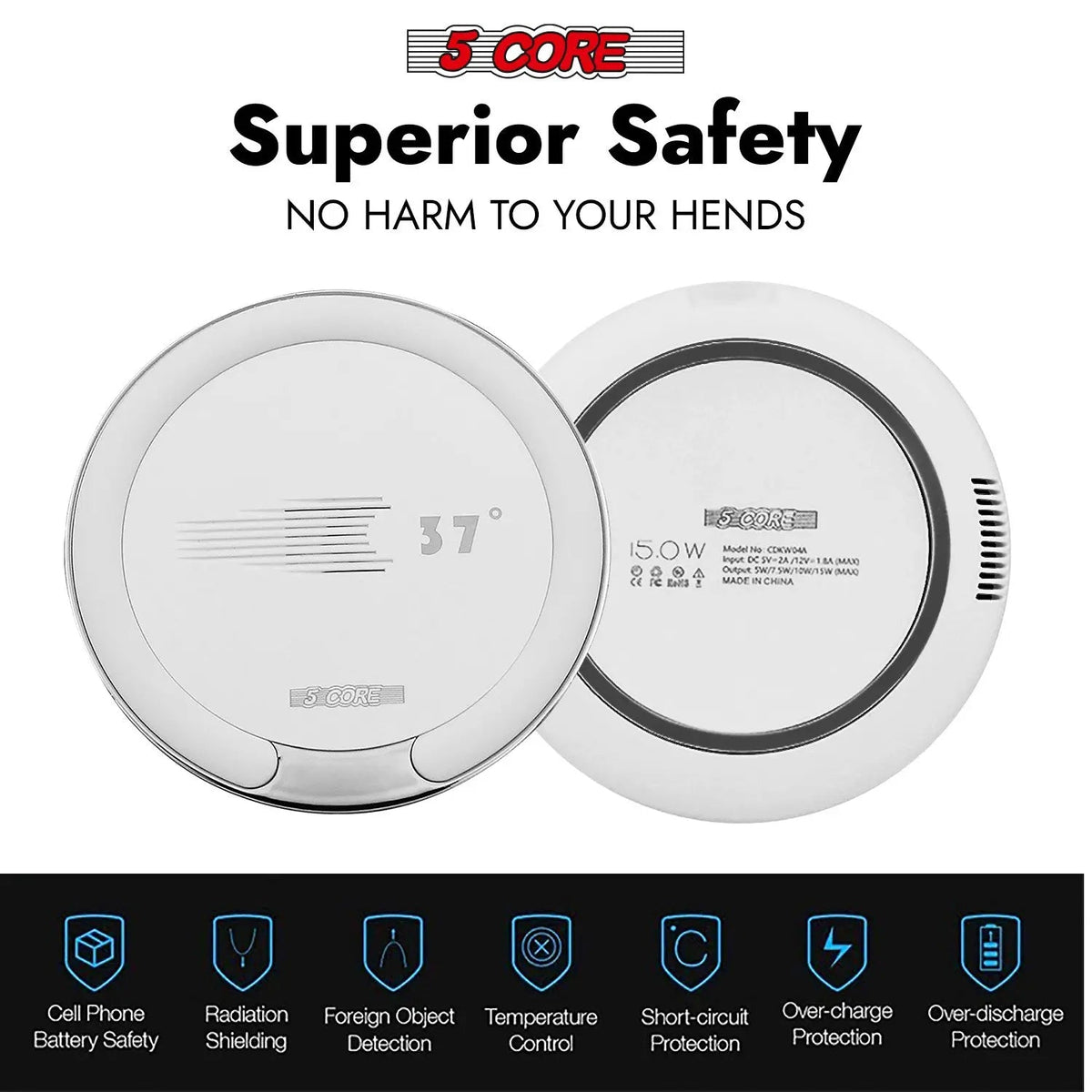 5Core Wireless Phone Charging Pad 15W Qi-Certified Fast Charger Mat Cargador - HONORABLE VETERANS SOLUTIONS