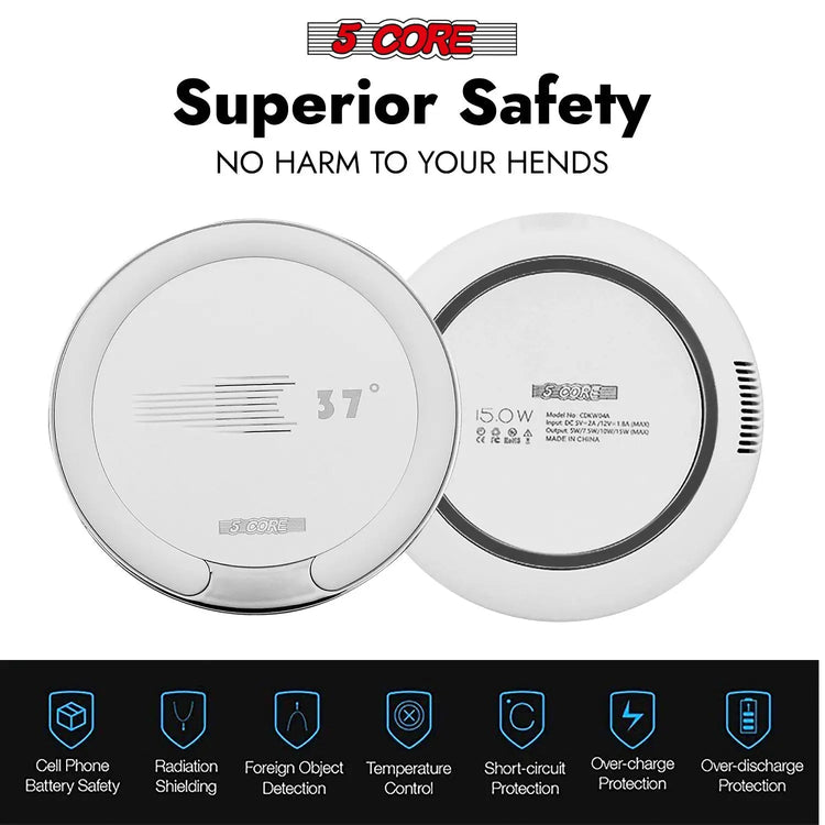 5Core Wireless Phone Charging Pad 15W Qi-Certified Fast Charger Mat Cargador - HONORABLE VETERANS SOLUTIONS