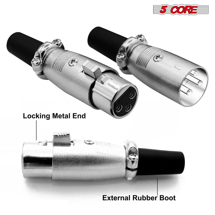 5Core XLR Connector Male Female to 1/4 Audio Jack 3 Pin Secure Mic Plug w Locking Ends - HONORABLE VETERANS SOLUTIONS