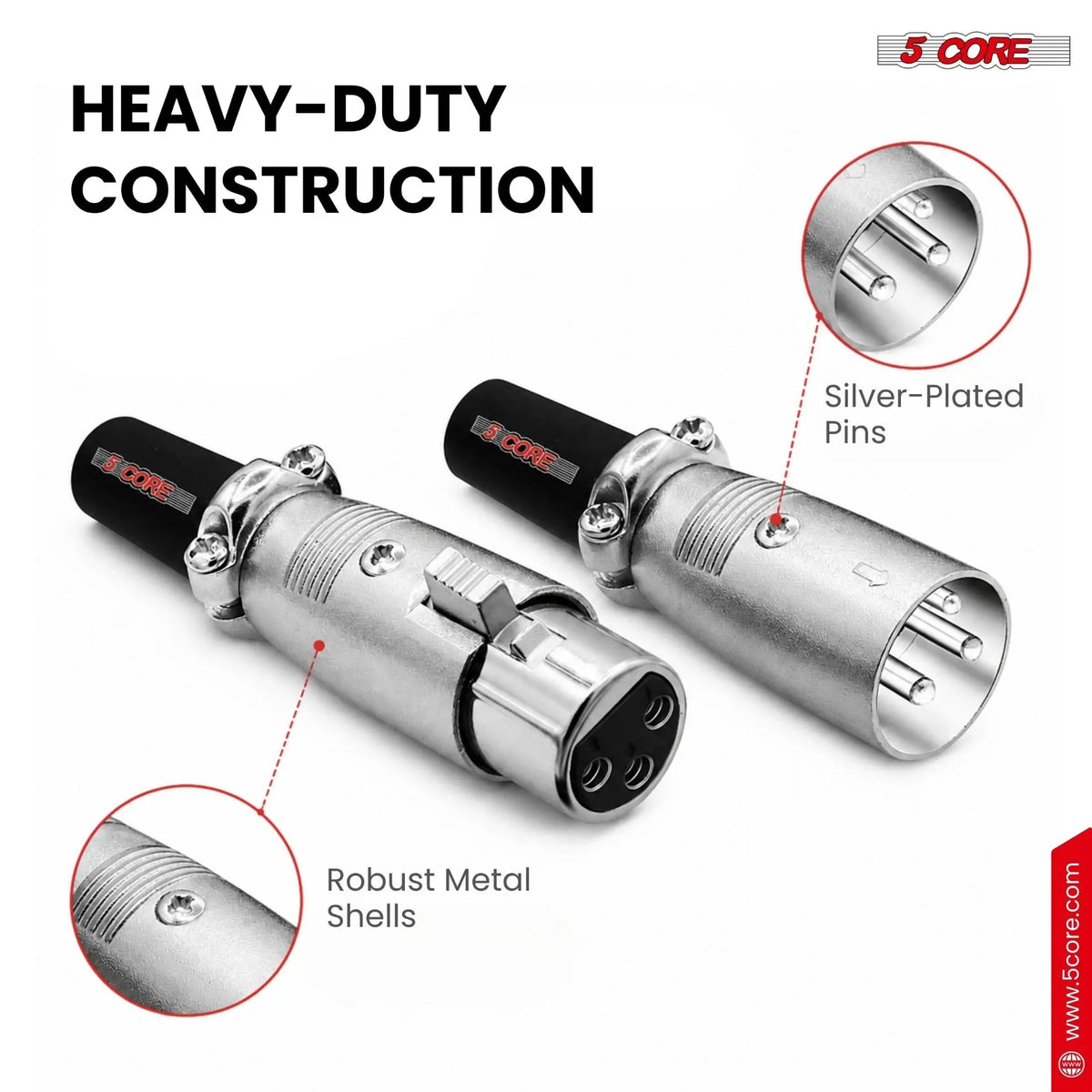 5Core XLR Connector Male Female to 1/4 Audio Jack 3 Pin Secure Mic Plug w Locking Ends - HONORABLE VETERANS SOLUTIONS