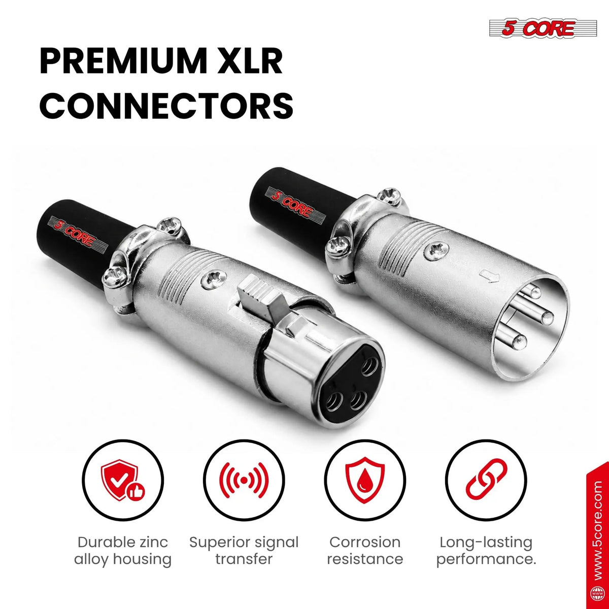 5Core XLR Connector Male Female to 1/4 Audio Jack 3 Pin Secure Mic Plug w Locking Ends - HONORABLE VETERANS SOLUTIONS