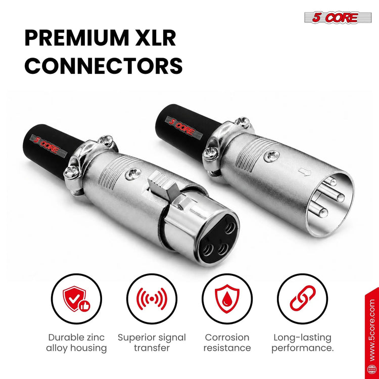 5Core XLR Connector Male Female to 1/4 Audio Jack 3 Pin Secure Mic Plug w Locking Ends - HONORABLE VETERANS SOLUTIONS
