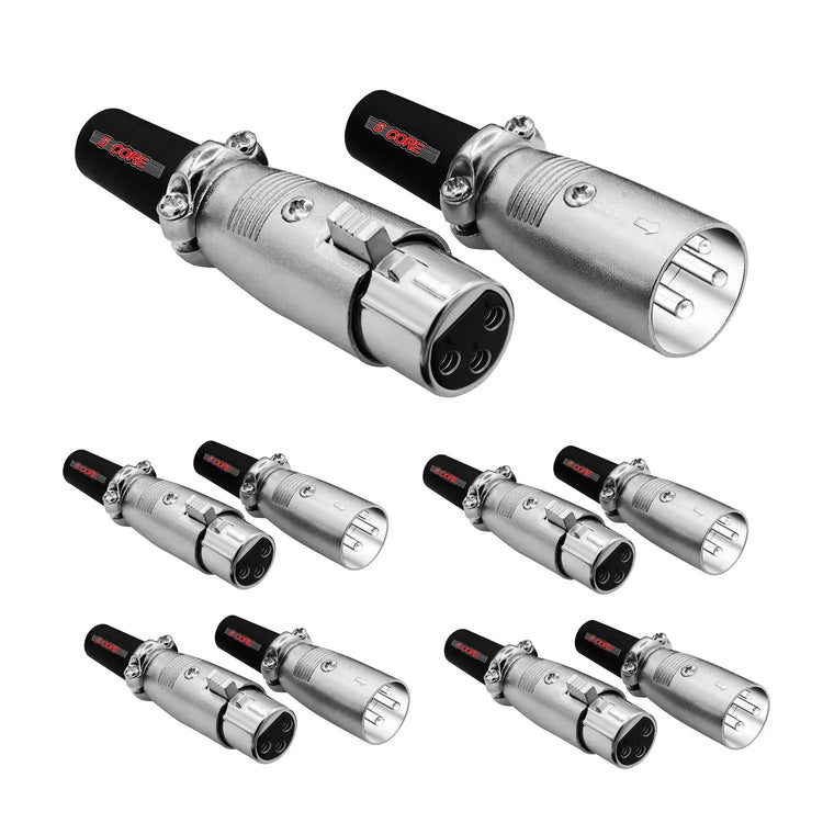 5Core XLR Connector Male Female to 1/4 Audio Jack 3 Pin Secure Mic Plug w Locking Ends - HONORABLE VETERANS SOLUTIONS