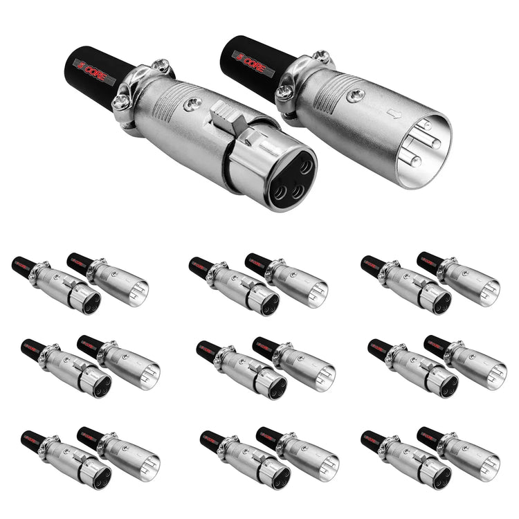5Core XLR Connector Male Female to 1/4 Audio Jack 3 Pin Secure Mic Plug w Locking Ends - HONORABLE VETERANS SOLUTIONS