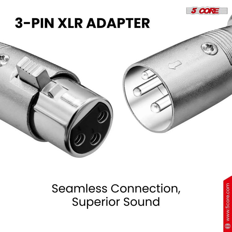 5Core XLR Connector Male Female to 1/4 Audio Jack 3 Pin Secure Mic Plug w Locking Ends - HONORABLE VETERANS SOLUTIONS