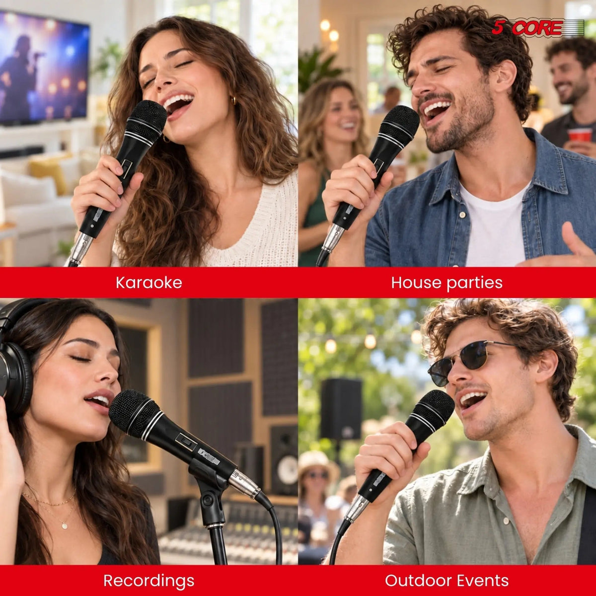 5Core XLR Microphone Dynamic Mic Karaoke Singing Studio Microfono Handheld Mics - HONORABLE VETERANS SOLUTIONS