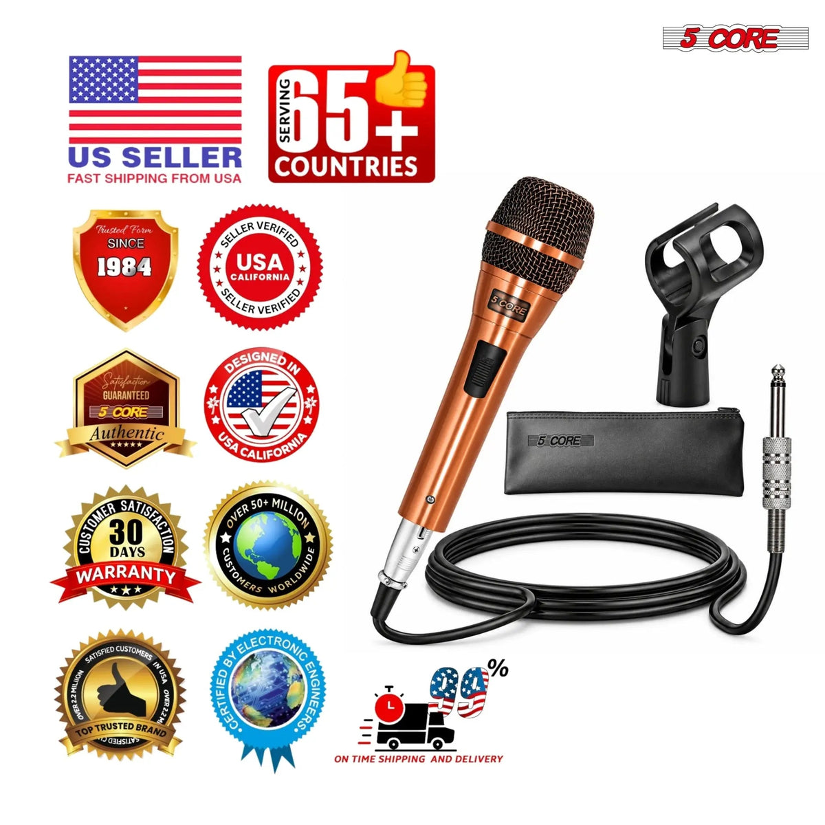 5Core XLR Microphone Dynamic Mic Karaoke Singing Studio Microfono Handheld Mics - HONORABLE VETERANS SOLUTIONS