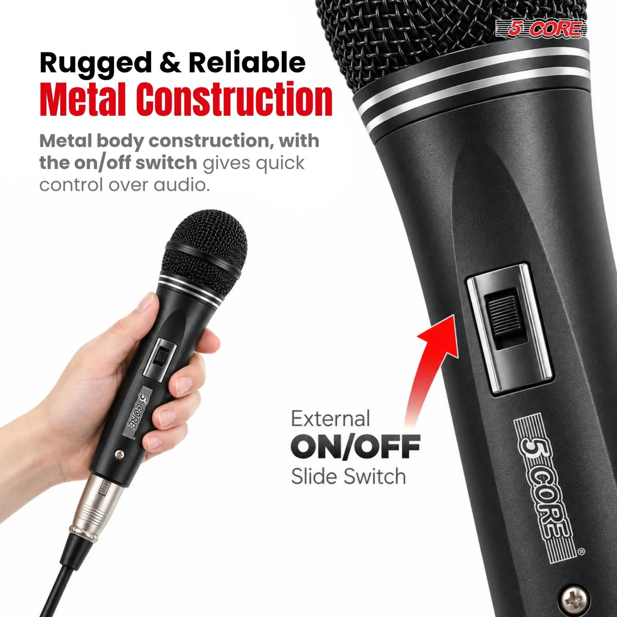 5Core XLR Microphone Dynamic Mic Karaoke Singing Studio Microfono Handheld Mics - HONORABLE VETERANS SOLUTIONS