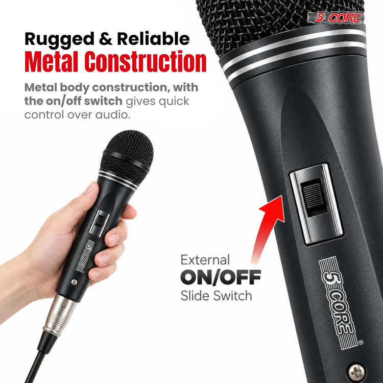 5Core XLR Microphone Dynamic Mic Karaoke Singing Studio Microfono Handheld Mics - HONORABLE VETERANS SOLUTIONS