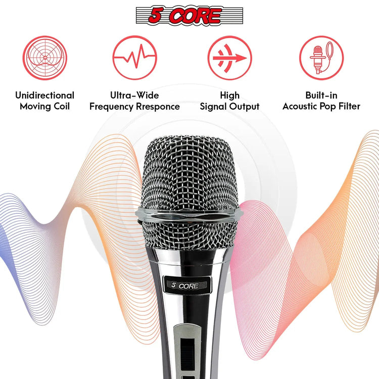 5Core XLR Microphone Dynamic Mic Karaoke Singing Studio Microfono Handheld Mics - HONORABLE VETERANS SOLUTIONS