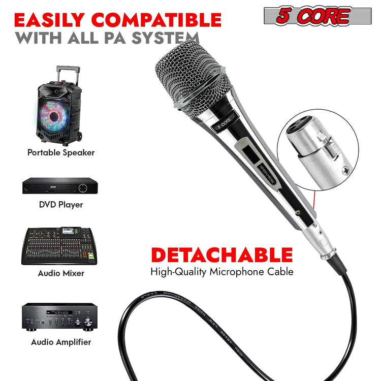 5Core XLR Microphone Dynamic Mic Karaoke Singing Studio Microfono Handheld Mics - HONORABLE VETERANS SOLUTIONS