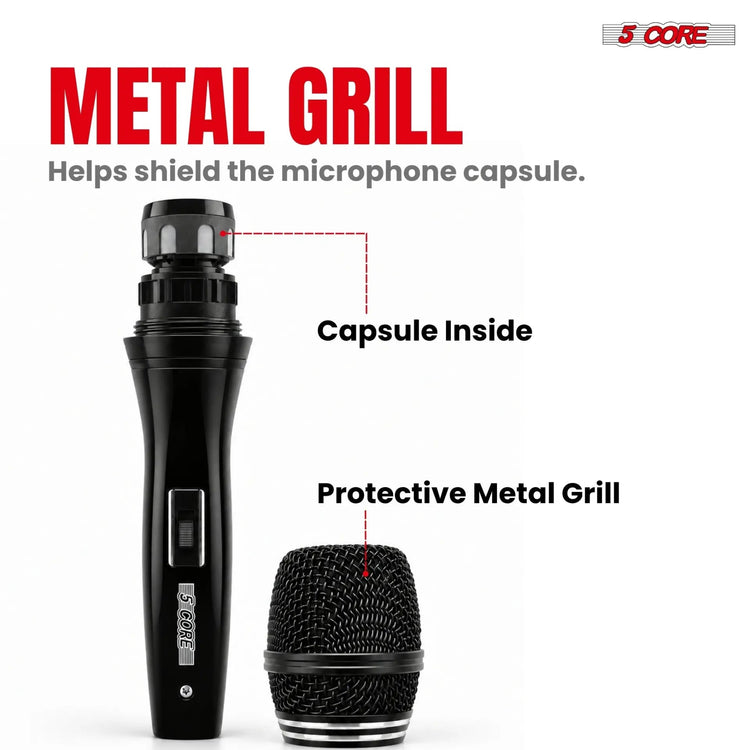 5Core XLR Microphone Dynamic Mic Karaoke Singing Studio Microfono Handheld Mics - HONORABLE VETERANS SOLUTIONS