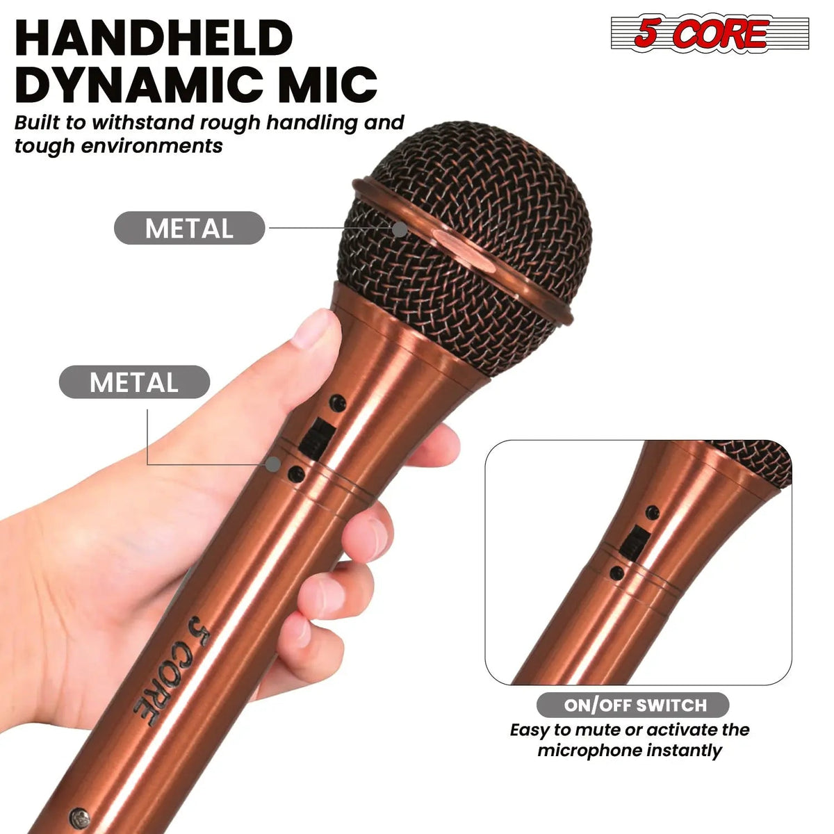 5Core XLR Microphone Dynamic Mic Karaoke Singing Studio Microfono Handheld Mics - HONORABLE VETERANS SOLUTIONS