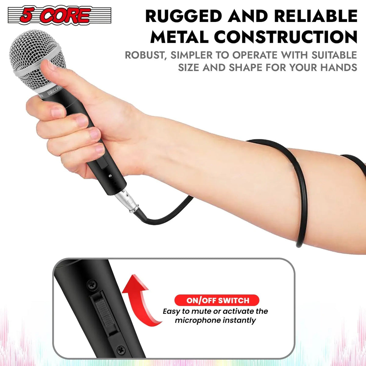 5Core XLR Microphone Dynamic Mic Karaoke Singing Studio Microfono Handheld Mics - HONORABLE VETERANS SOLUTIONS