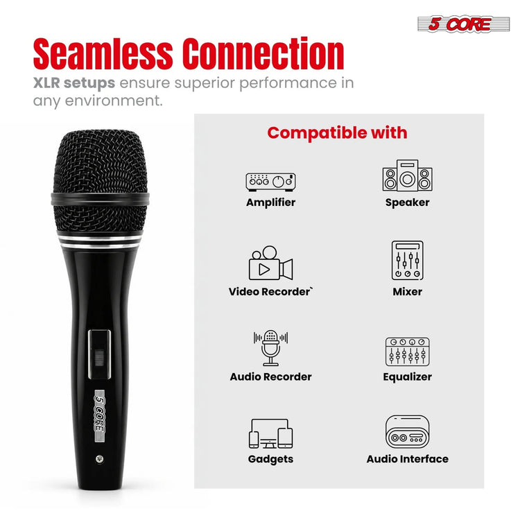 5Core XLR Microphone Dynamic Mic Karaoke Singing Studio Microfono Handheld Mics - HONORABLE VETERANS SOLUTIONS
