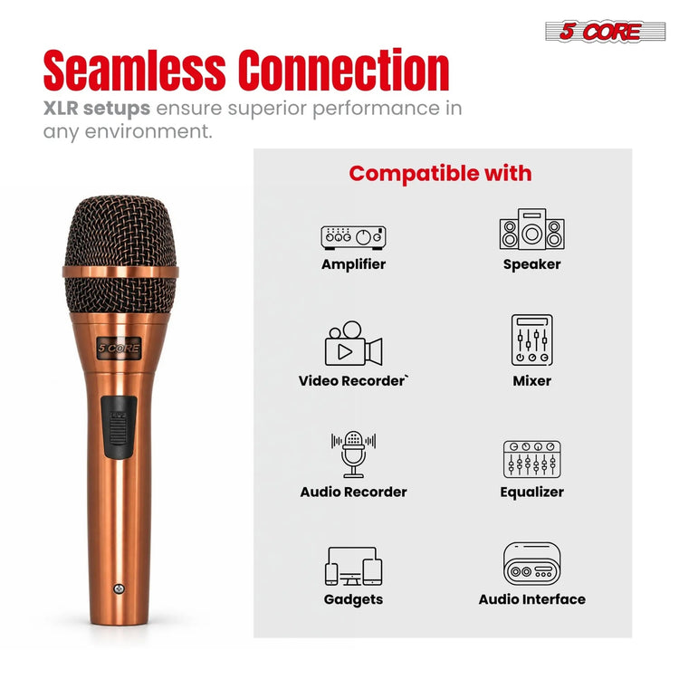 5Core XLR Microphone Dynamic Mic Karaoke Singing Studio Microfono Handheld Mics - HONORABLE VETERANS SOLUTIONS