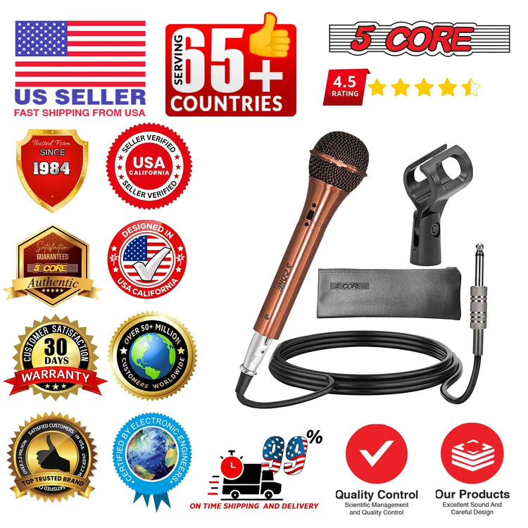 5Core XLR Microphone Dynamic Mic Karaoke Singing Studio Microfono Handheld Mics - HONORABLE VETERANS SOLUTIONS