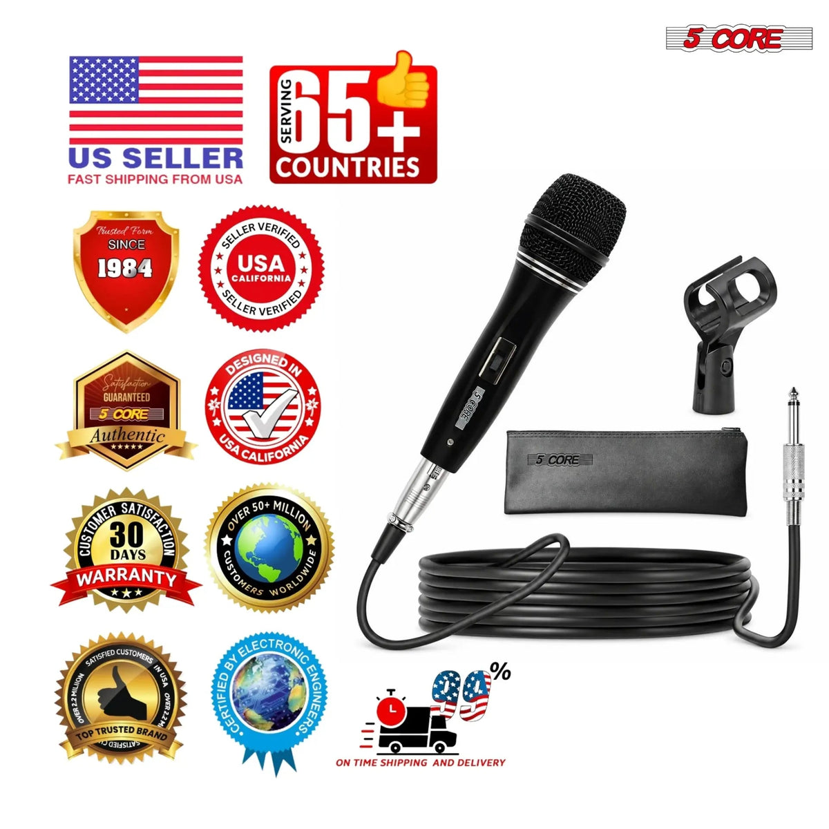 5Core XLR Microphone Dynamic Mic Karaoke Singing Studio Microfono Handheld Mics - HONORABLE VETERANS SOLUTIONS