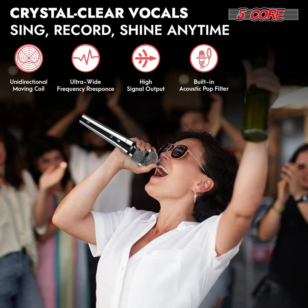 5Core XLR Microphone Dynamic Mic Karaoke Singing Studio Mics Handheld Microfono - HONORABLE VETERANS SOLUTIONS