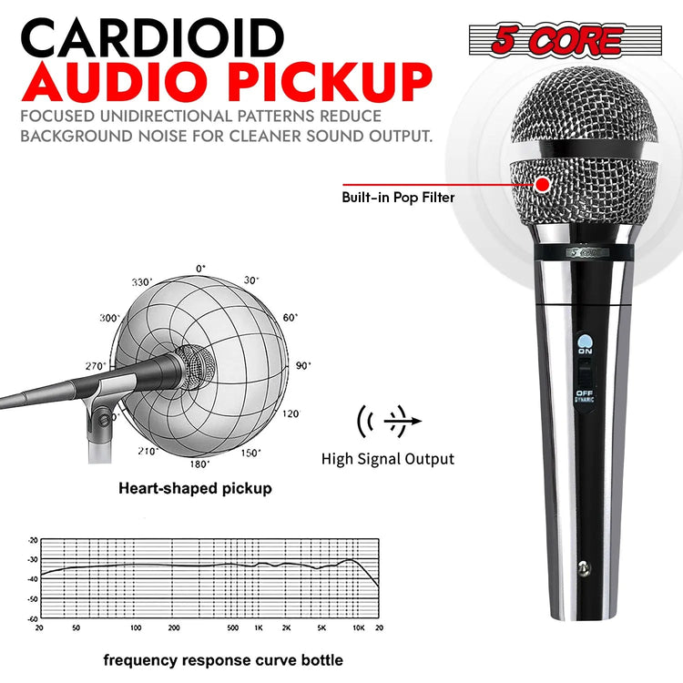5Core XLR Microphone Dynamic Mic Karaoke Singing Studio Mics Handheld Microfono - HONORABLE VETERANS SOLUTIONS