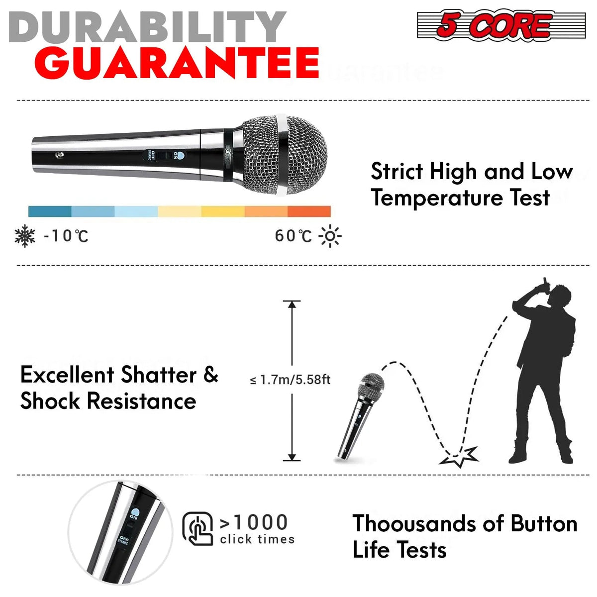 5Core XLR Microphone Dynamic Mic Karaoke Singing Studio Mics Handheld Microfono - HONORABLE VETERANS SOLUTIONS